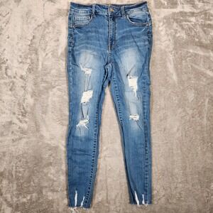 Wax Jeans Women's 28X26 (Tag 9/29) Butt I Love‎ You Distressed Juniors Blue